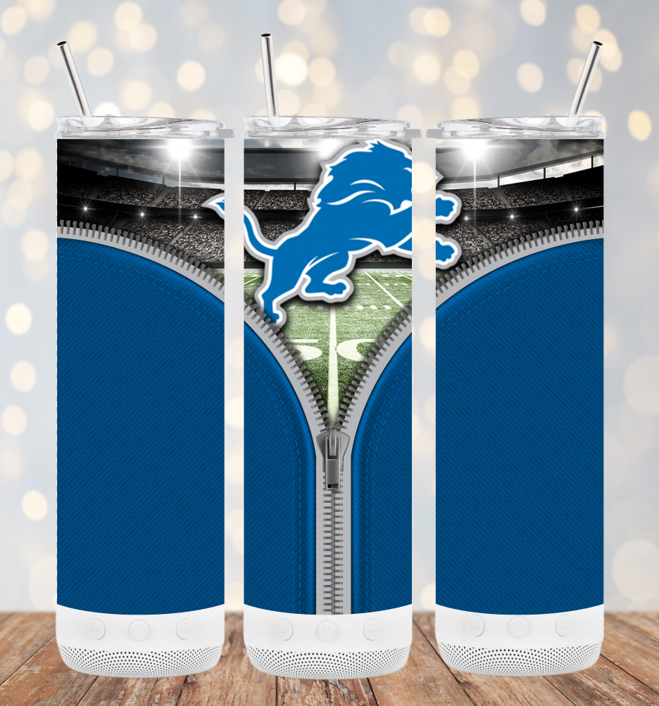 20oz Stainless Steel Tumbler - Football - Detroit Lions: Zipper