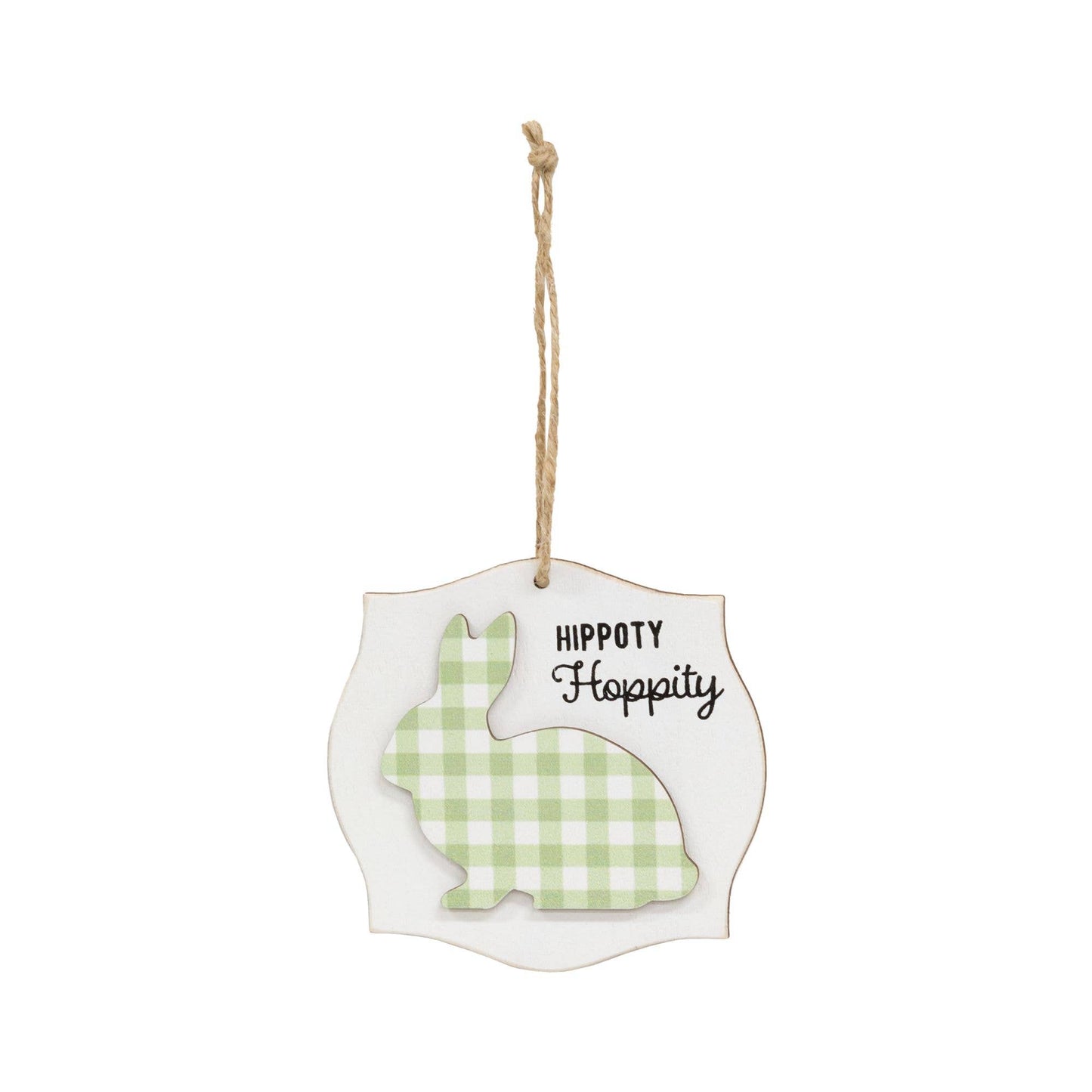 Layered Buffalo Check Bunny Blessings Ornament, 3 Assorted