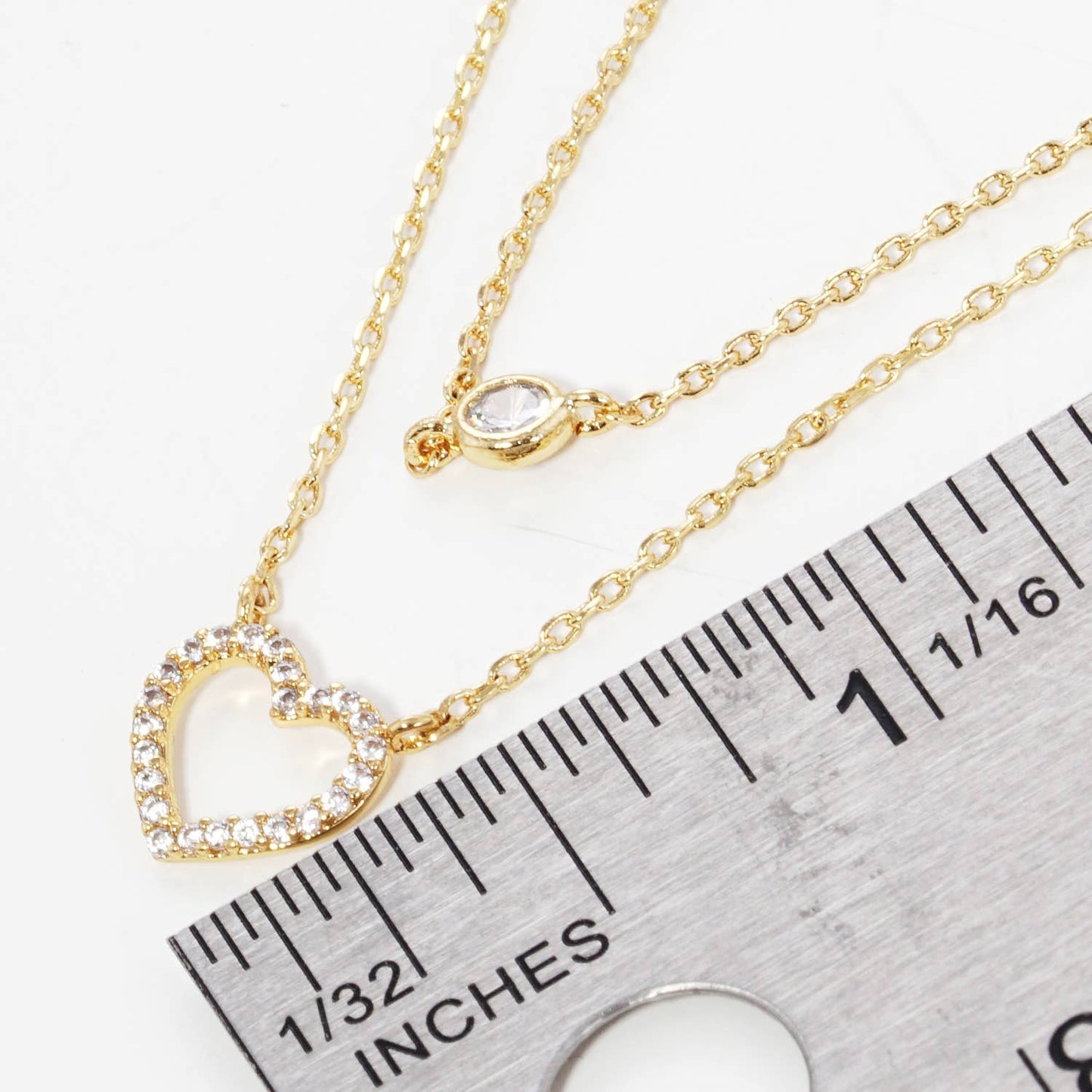 Cubic Zirconia Gold Dipped Heart Layered Necklace
