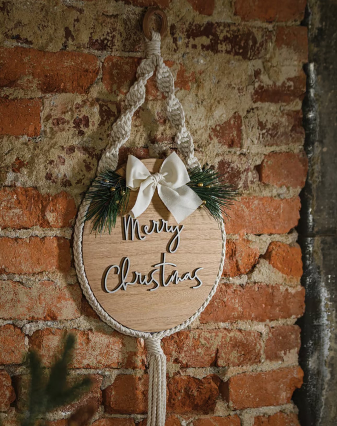 Merry Christmas Natural Hanging Decor