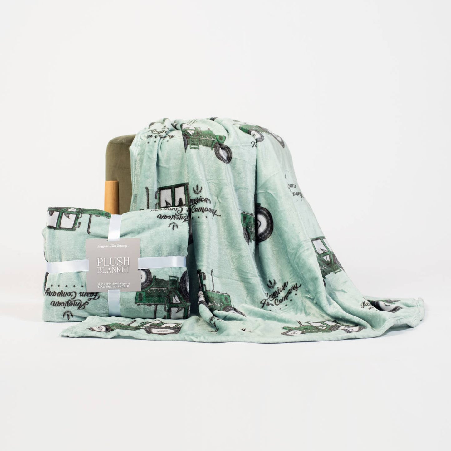 'Green Tractor' Plush Throw Blanket
