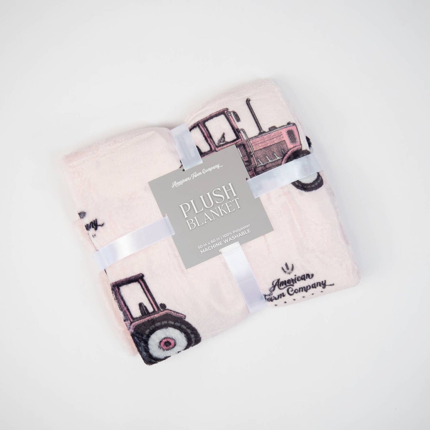 Pink Tractor' Plush Throw Blanket