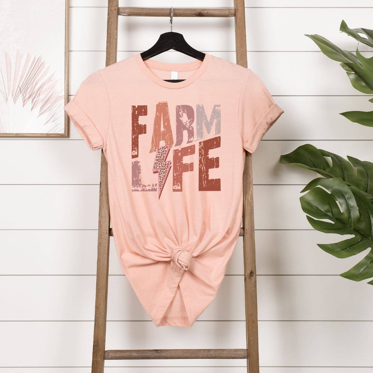 Colorful Farm Life Peach Tee