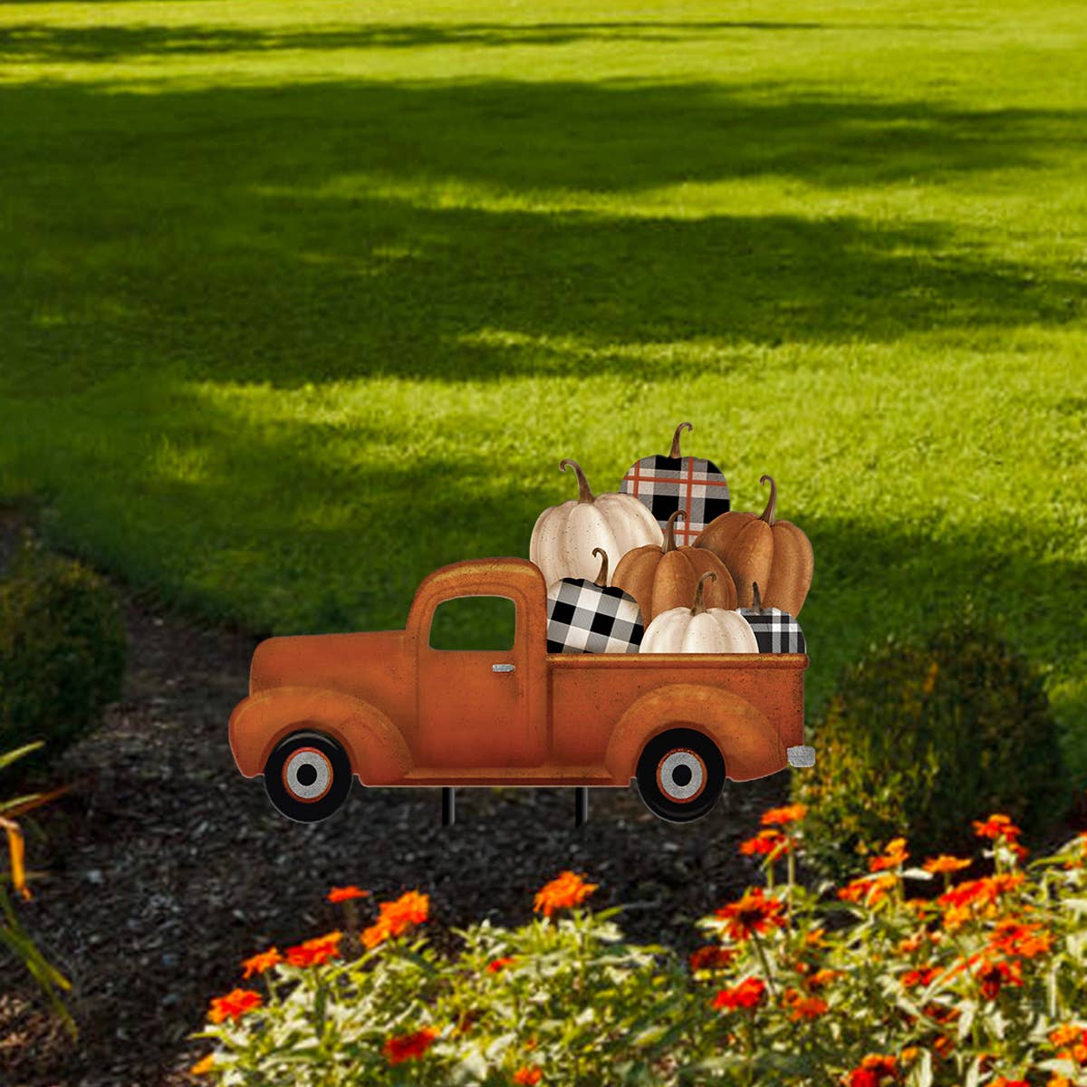Happy Fall Pickup Metal Yard Art 30" x 13" Briarwood Lane