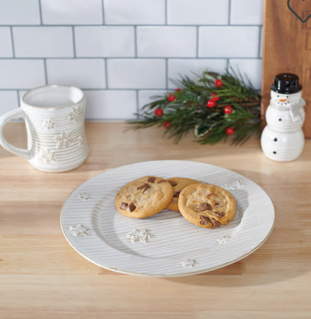 Ribbed Snowflake Large Plate