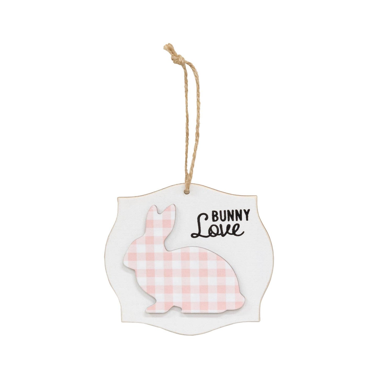 Layered Buffalo Check Bunny Blessings Ornament, 3 Assorted