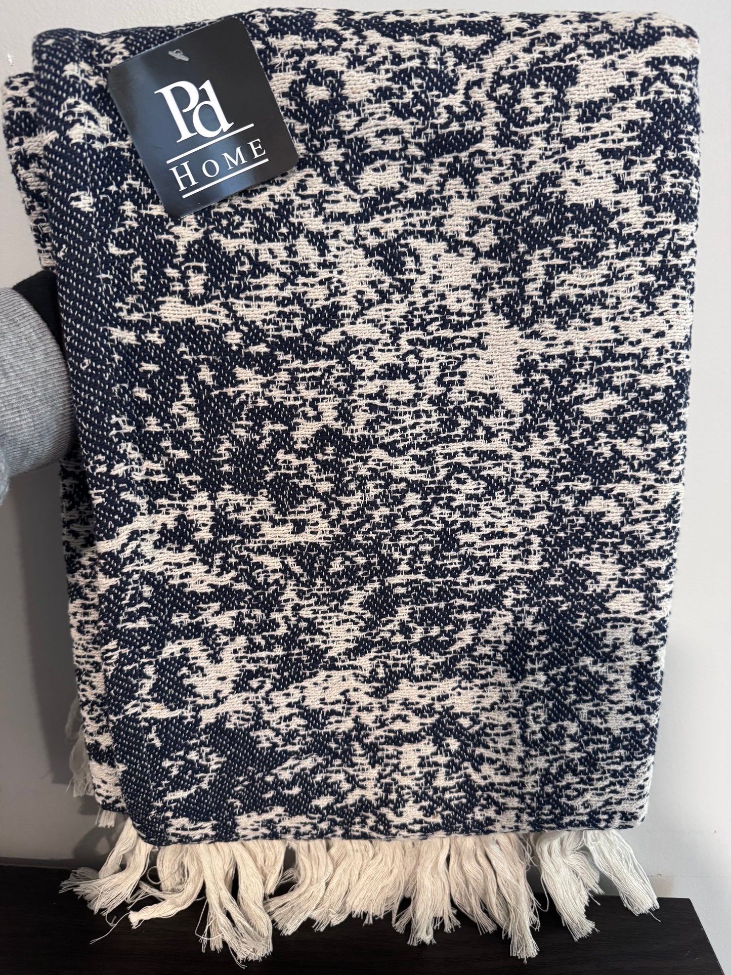 Navy Pattern Throw Blanket