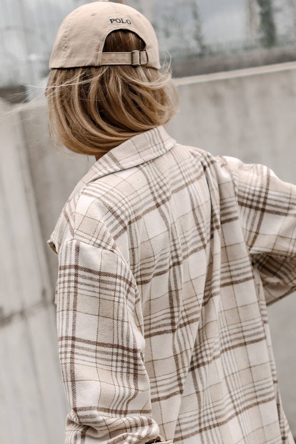 Khaki Plaid Shirt emovable Hood Buttoned Shacket: Khaki / 100%Polyester /
