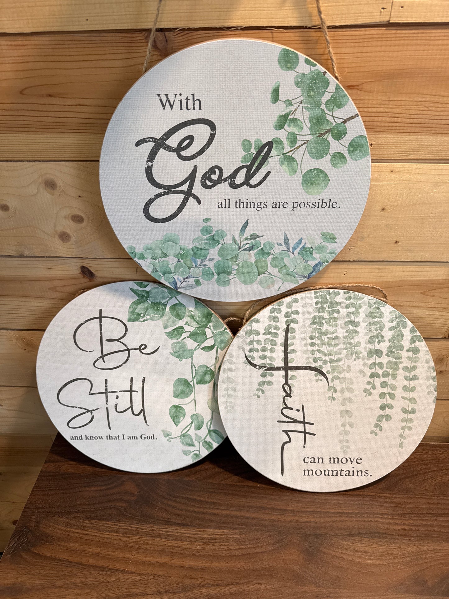 Floral Round Wood Sign