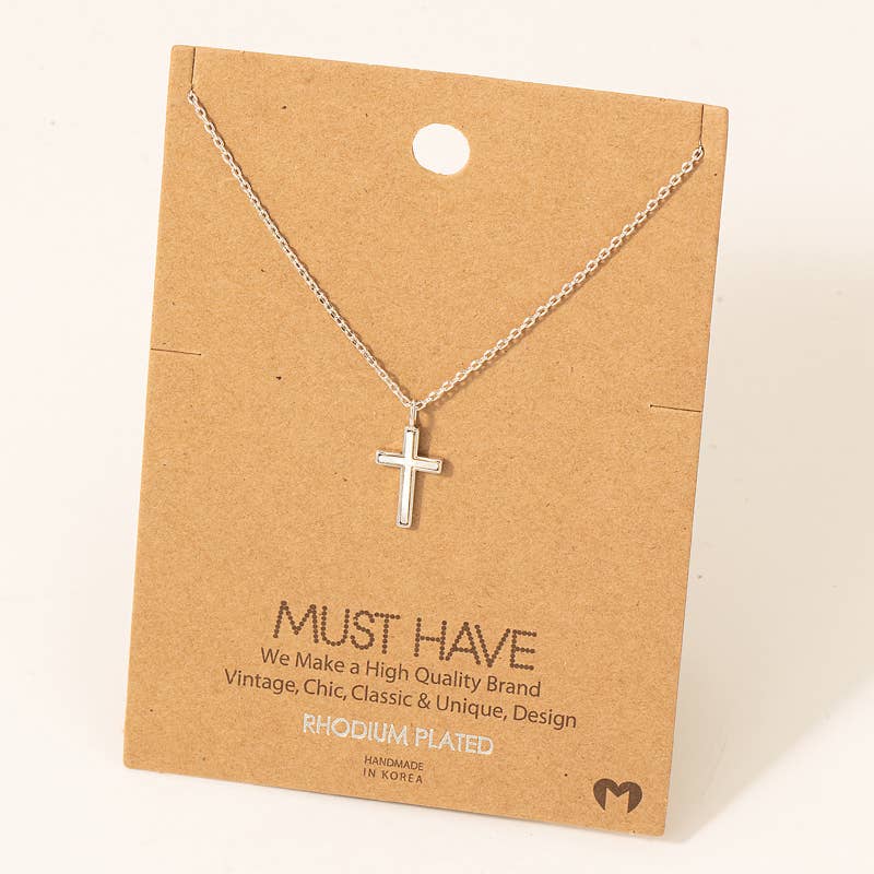 Gold Dipped Cross Shell Pendant Necklace: G