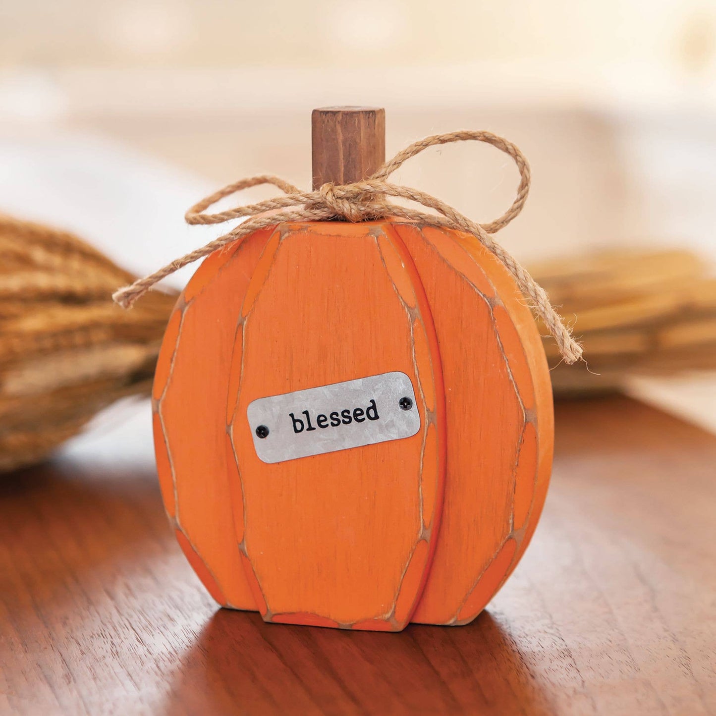 Orange Chunky Blessed Pumpkin Sitter: Orange