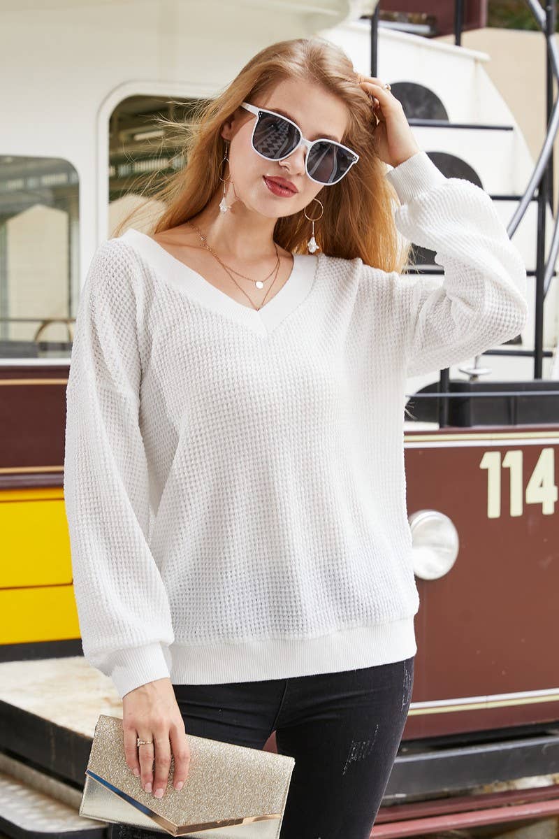 PURE V NECK LONG SLEEVED SHIRT_CWTSTL707: MAUVE