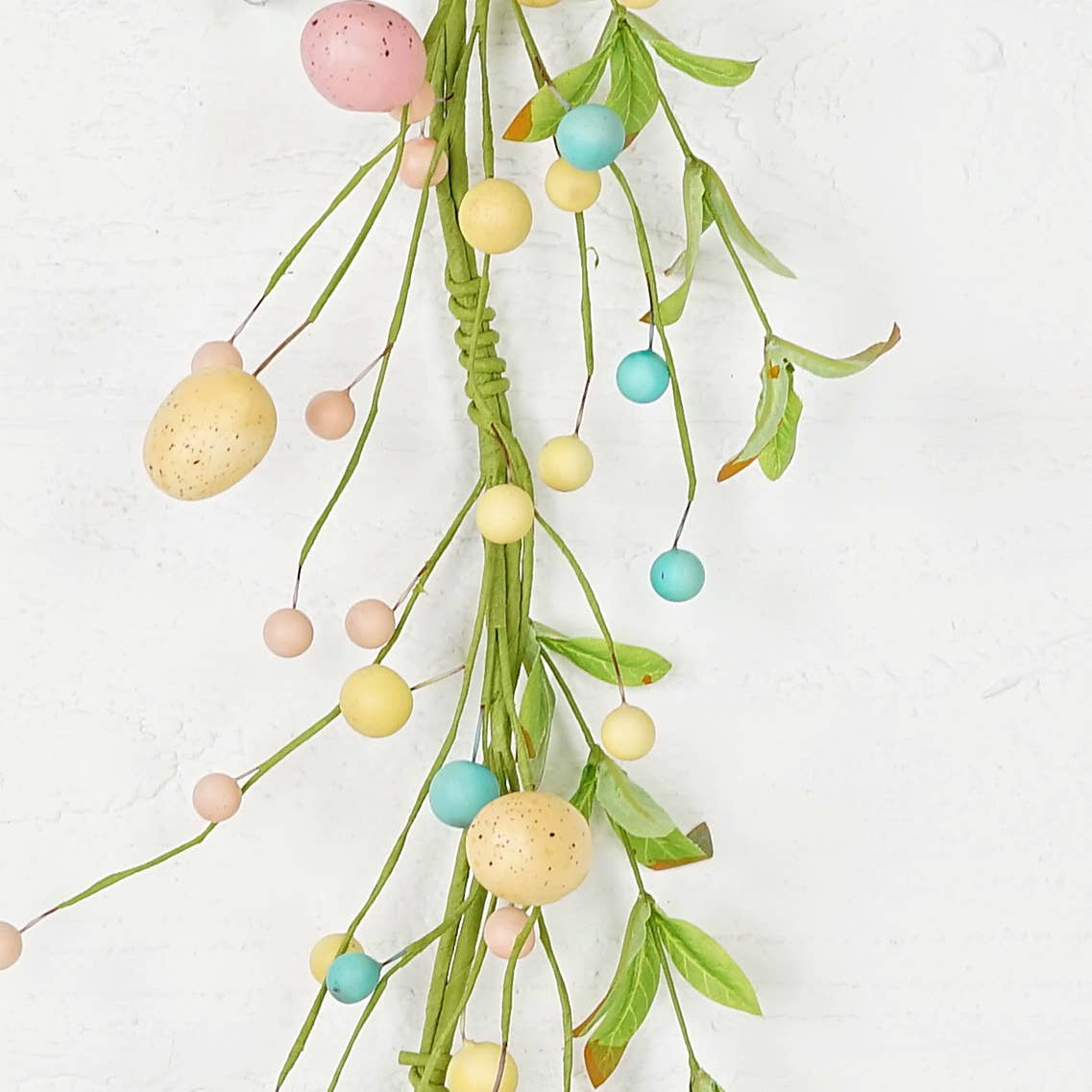 31171- 4ft Garland-Mix Pastel Eggs with Willow Leaves
