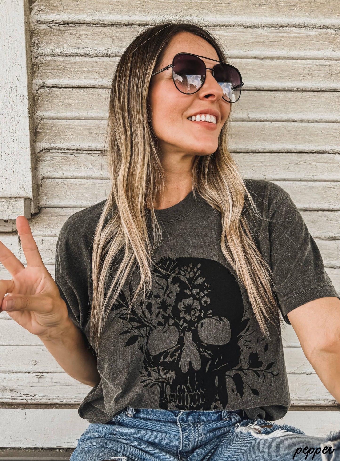 Floral Skull Tee (S-3X)