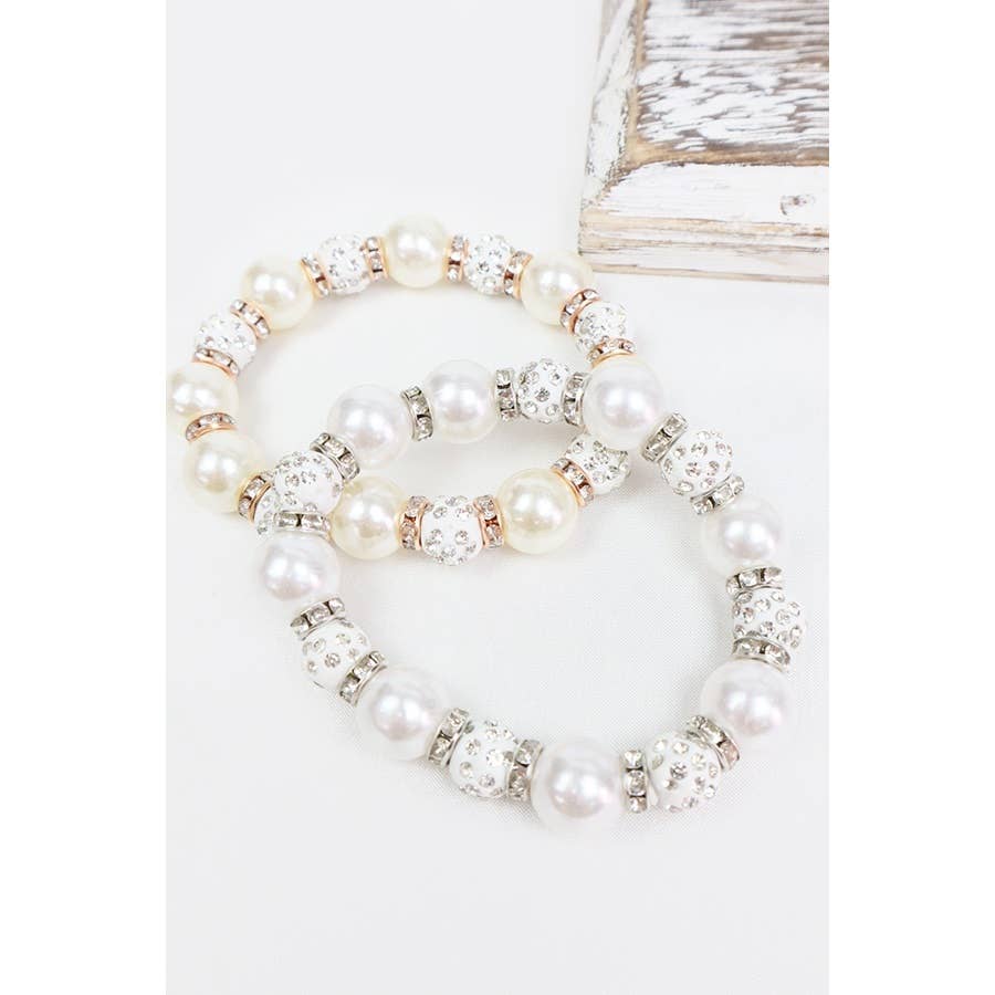 Pearl with Stoneball Bead Bracelet: PEARL / ONE