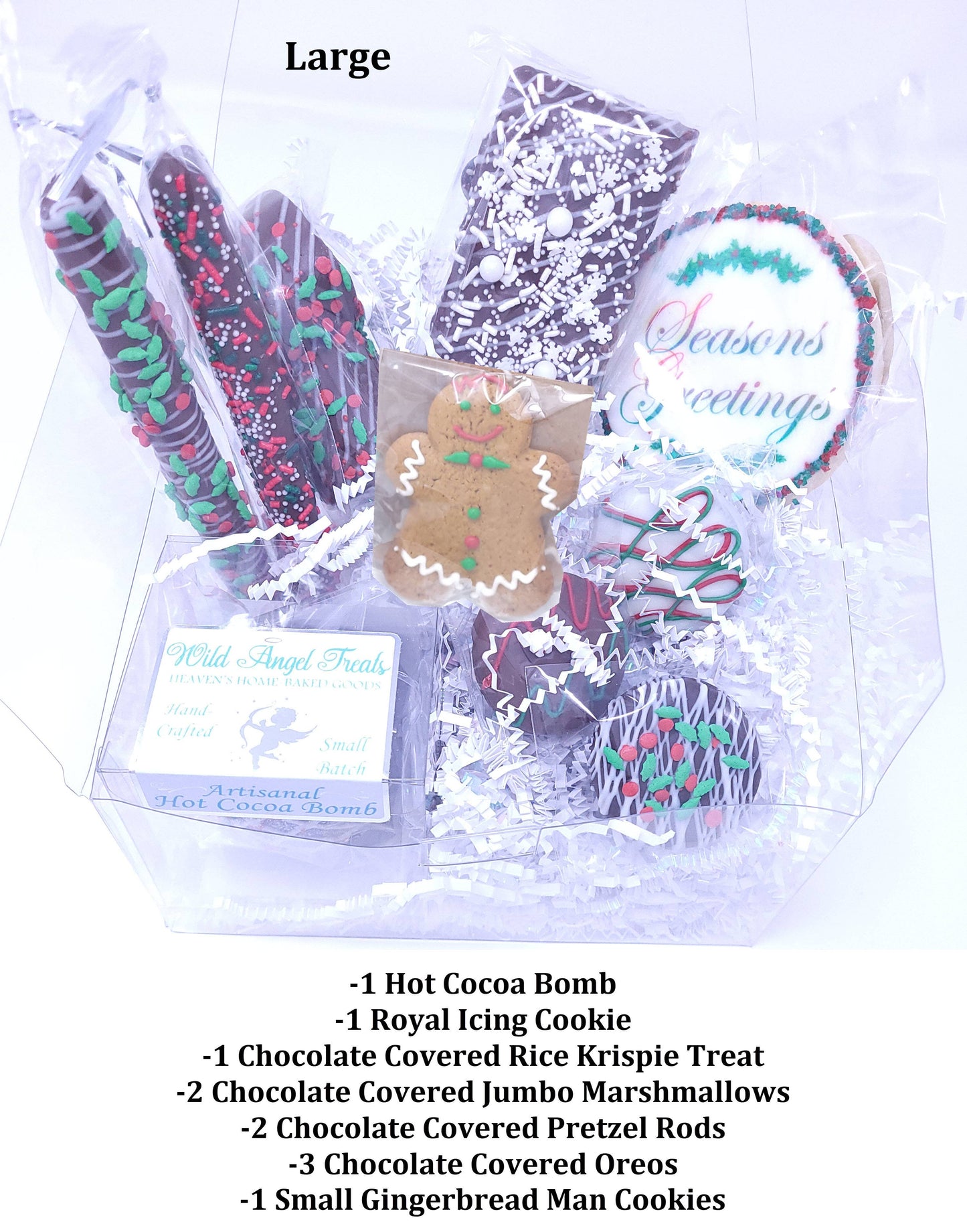 Christmas Cookies & Chocolate Covered Treats Gift Box: Milk / Merry Christmas / Small With Ribbon