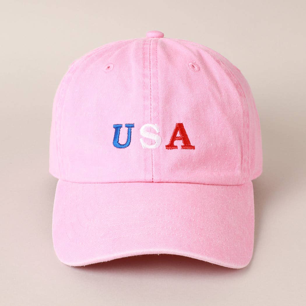 USA Embroidered Cotton Baseball Cap: ONE SIZE / BLACK