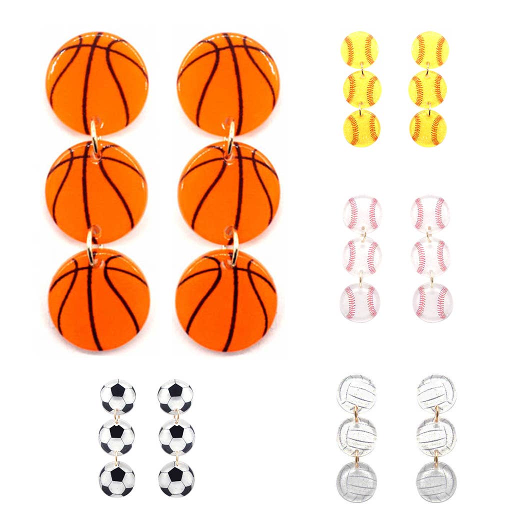 Sports Figures Three Drops Post Earrings: STB / ONE SIZE