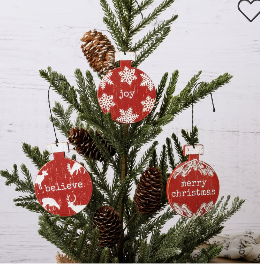 Joy Believe Merry Christmas Ornament Set