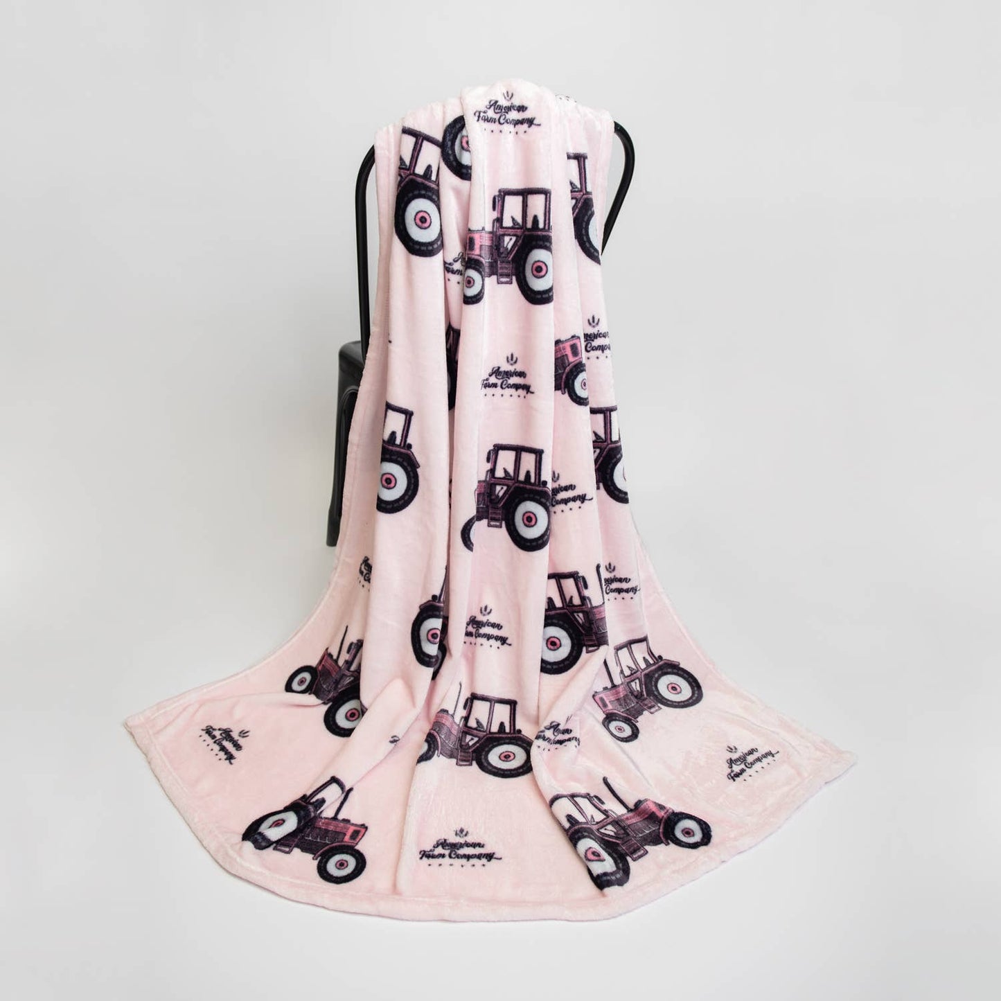 Pink Tractor' Plush Throw Blanket