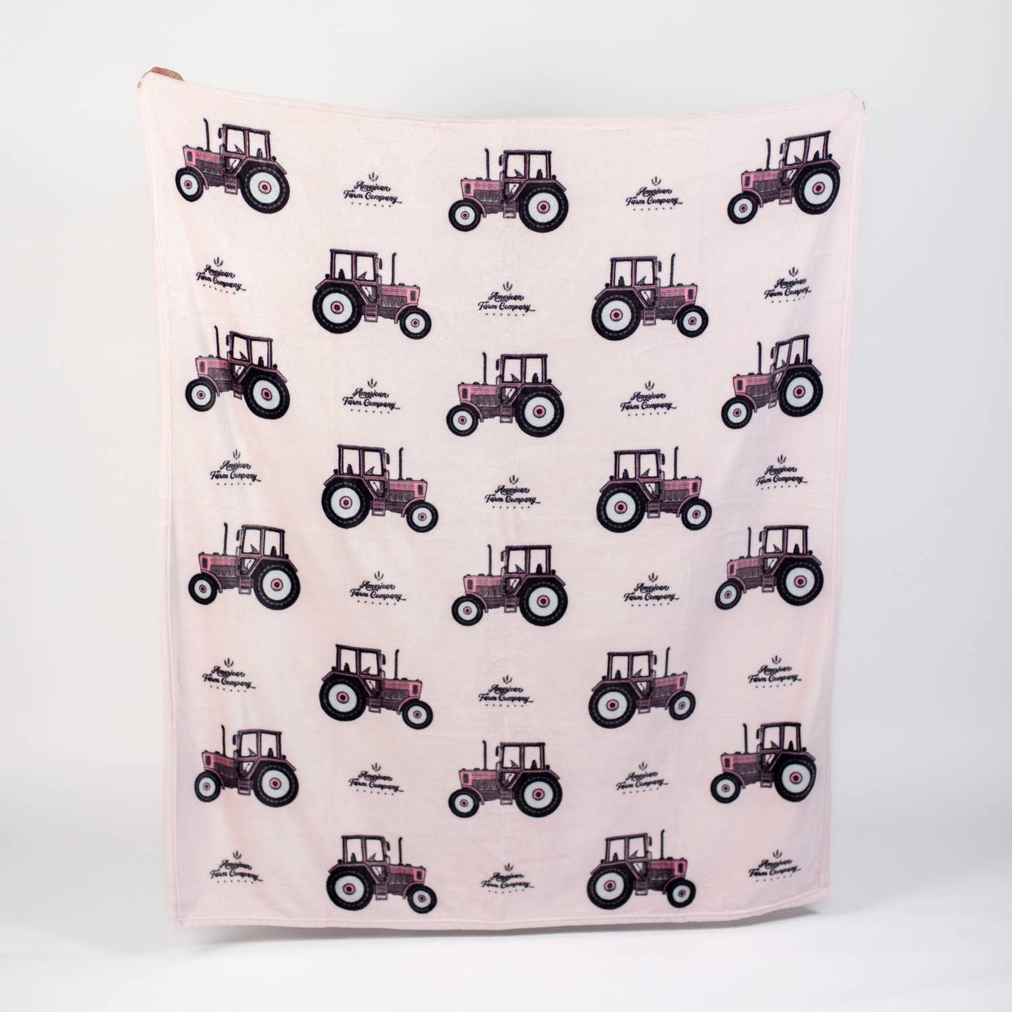 Pink Tractor' Plush Throw Blanket