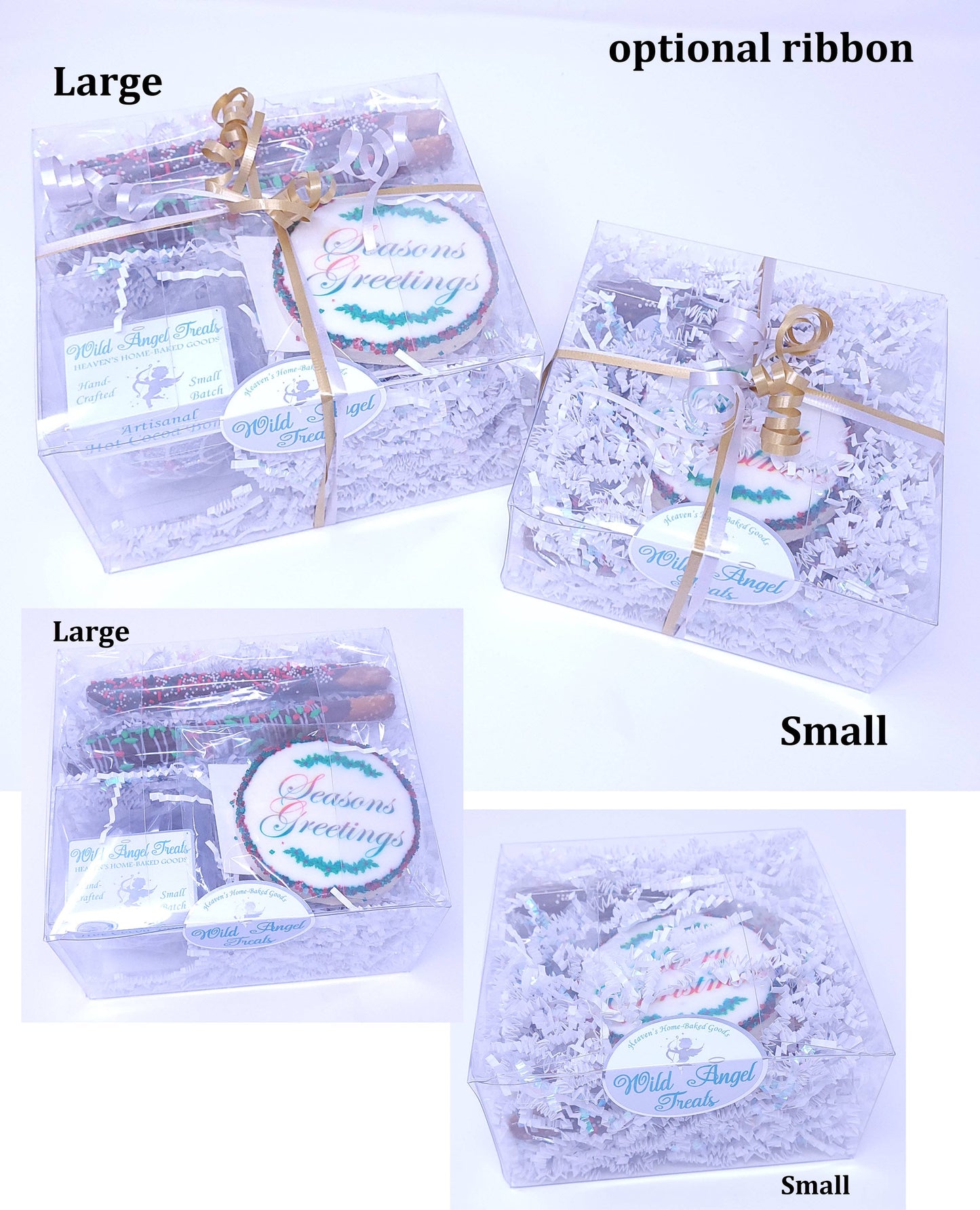 Christmas Cookies & Chocolate Covered Treats Gift Box: Milk / Merry Christmas / Small With Ribbon