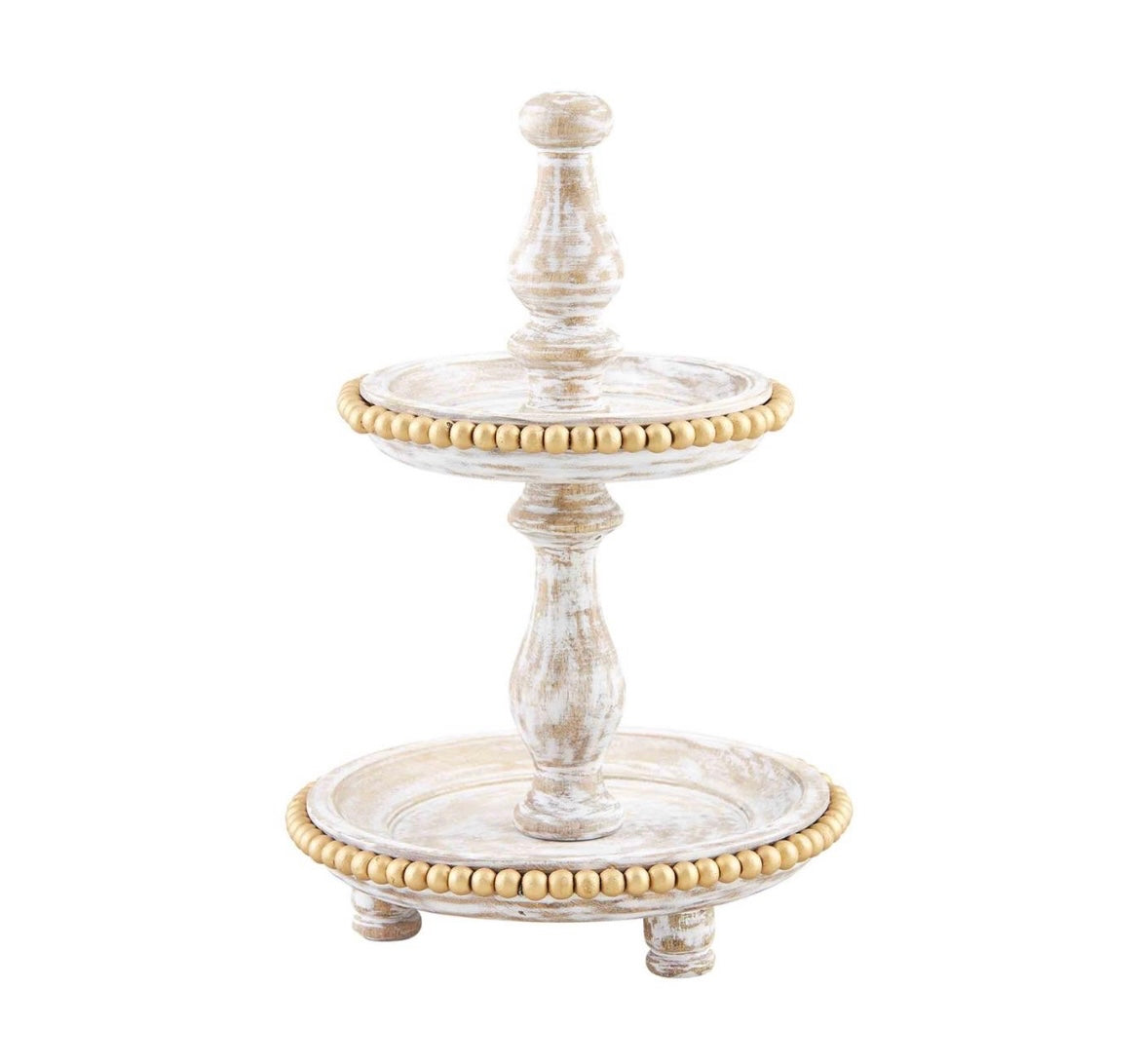 Mini 2 Tiered Beaded Round Tray