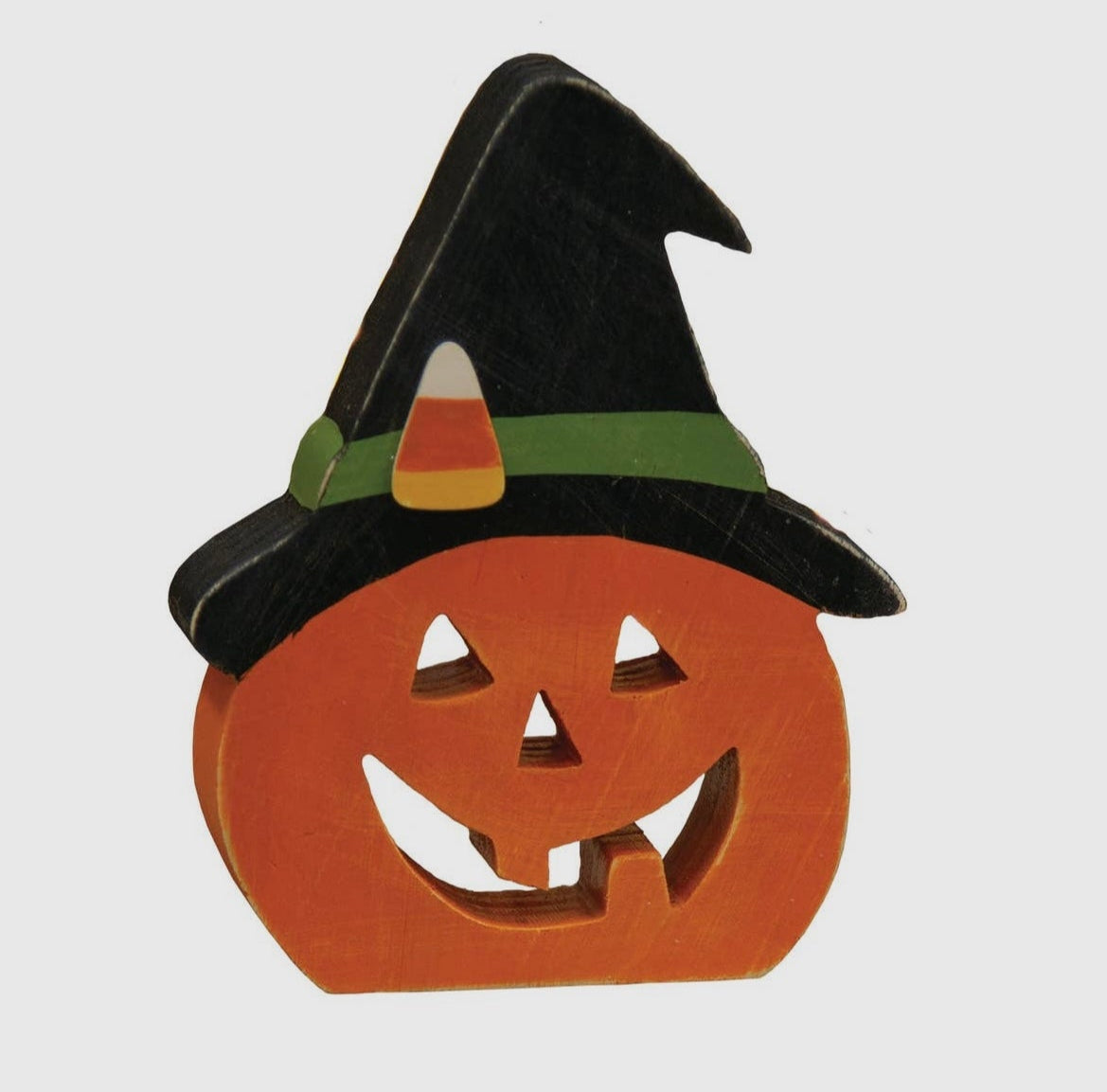 Witchy Wood Pumpkin Jack-o-Lantern Sitter