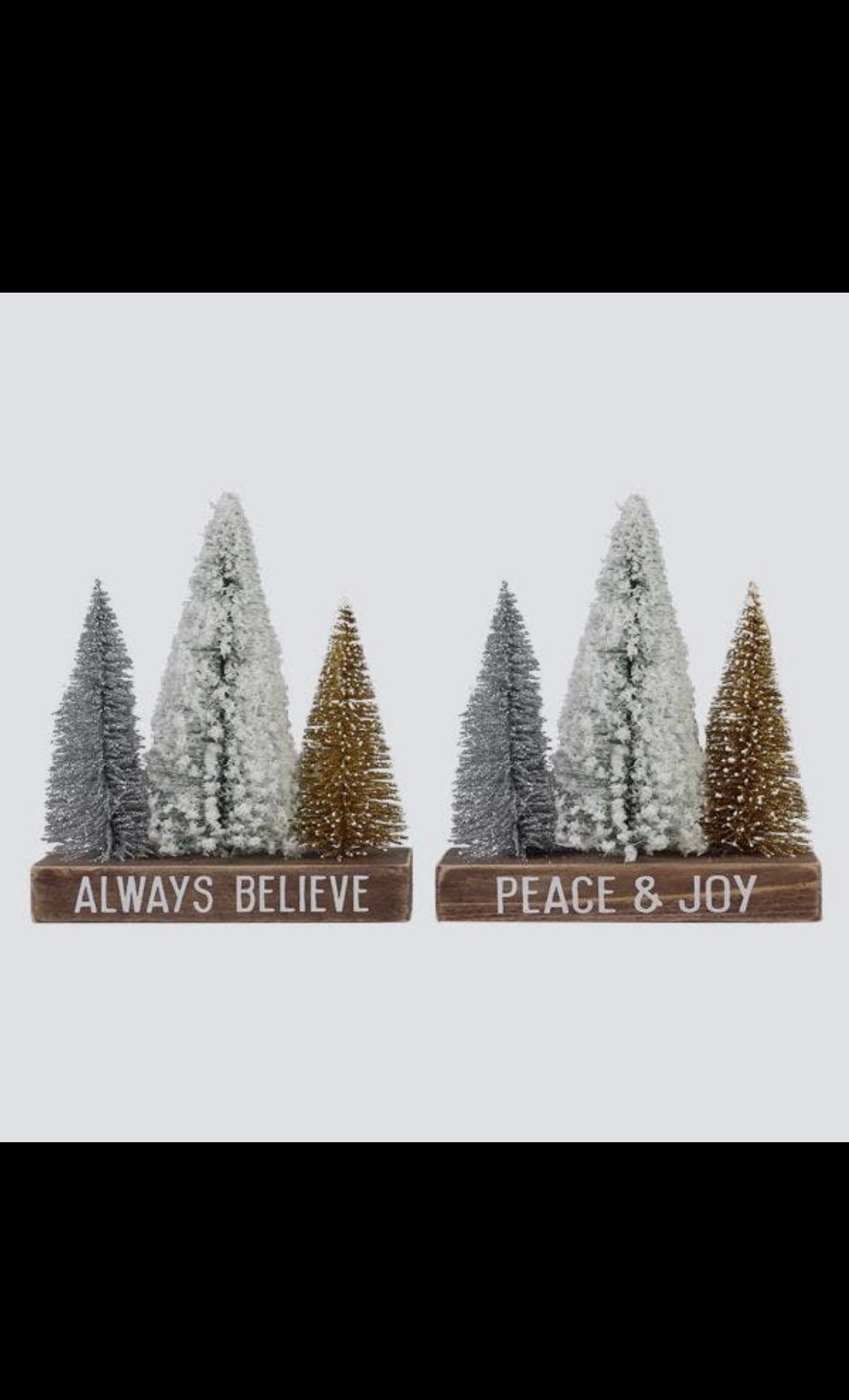 Wood Tabletop Sign w/ Christmas Tress (2 Assorted)