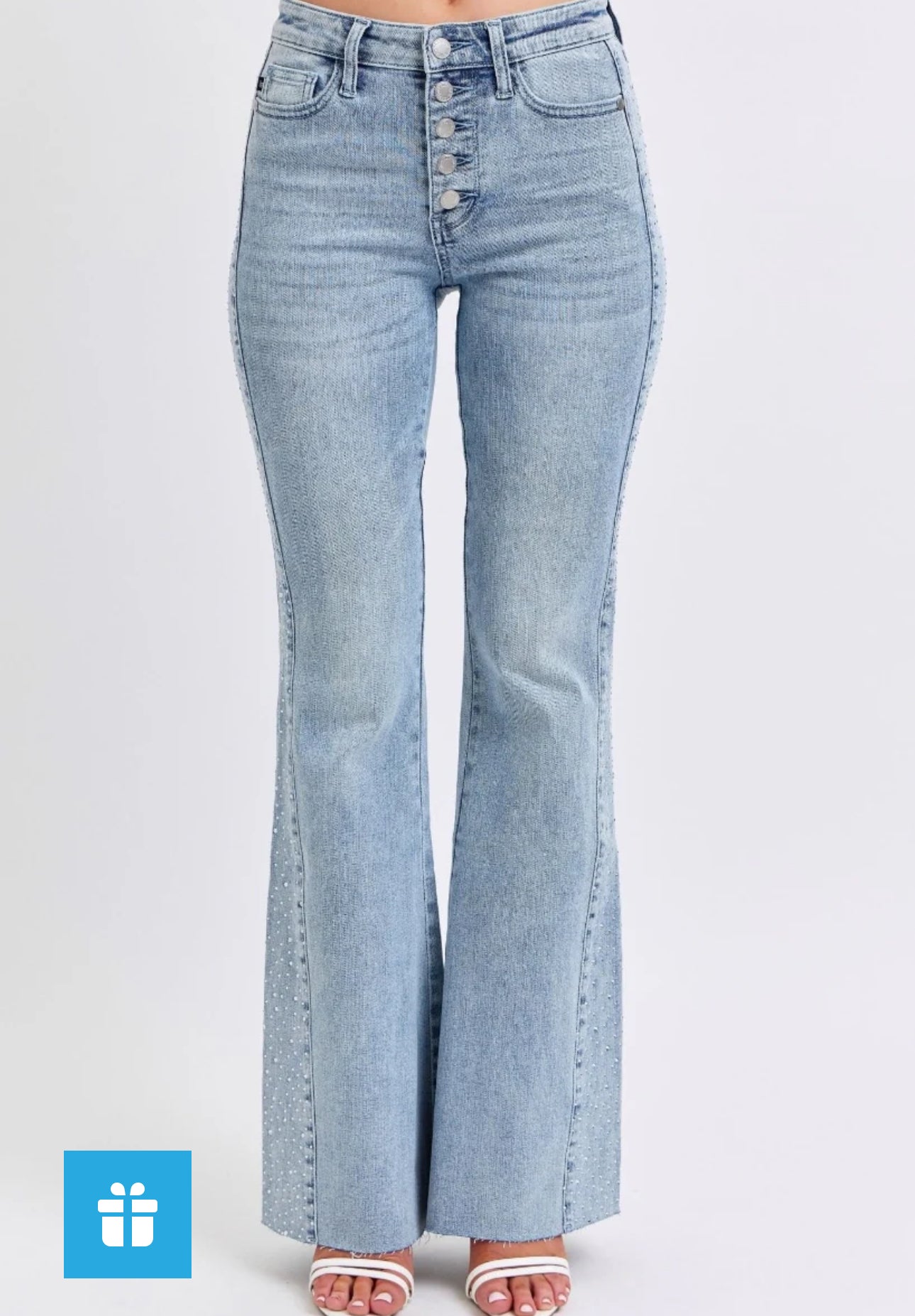 Judy Blue Mid Rise Rhinestone Flares