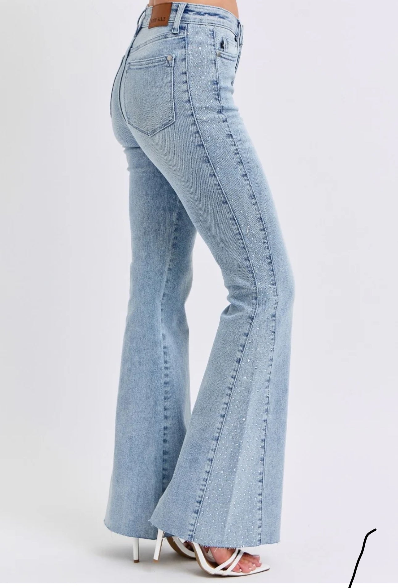 Judy Blue Mid Rise Rhinestone Flares