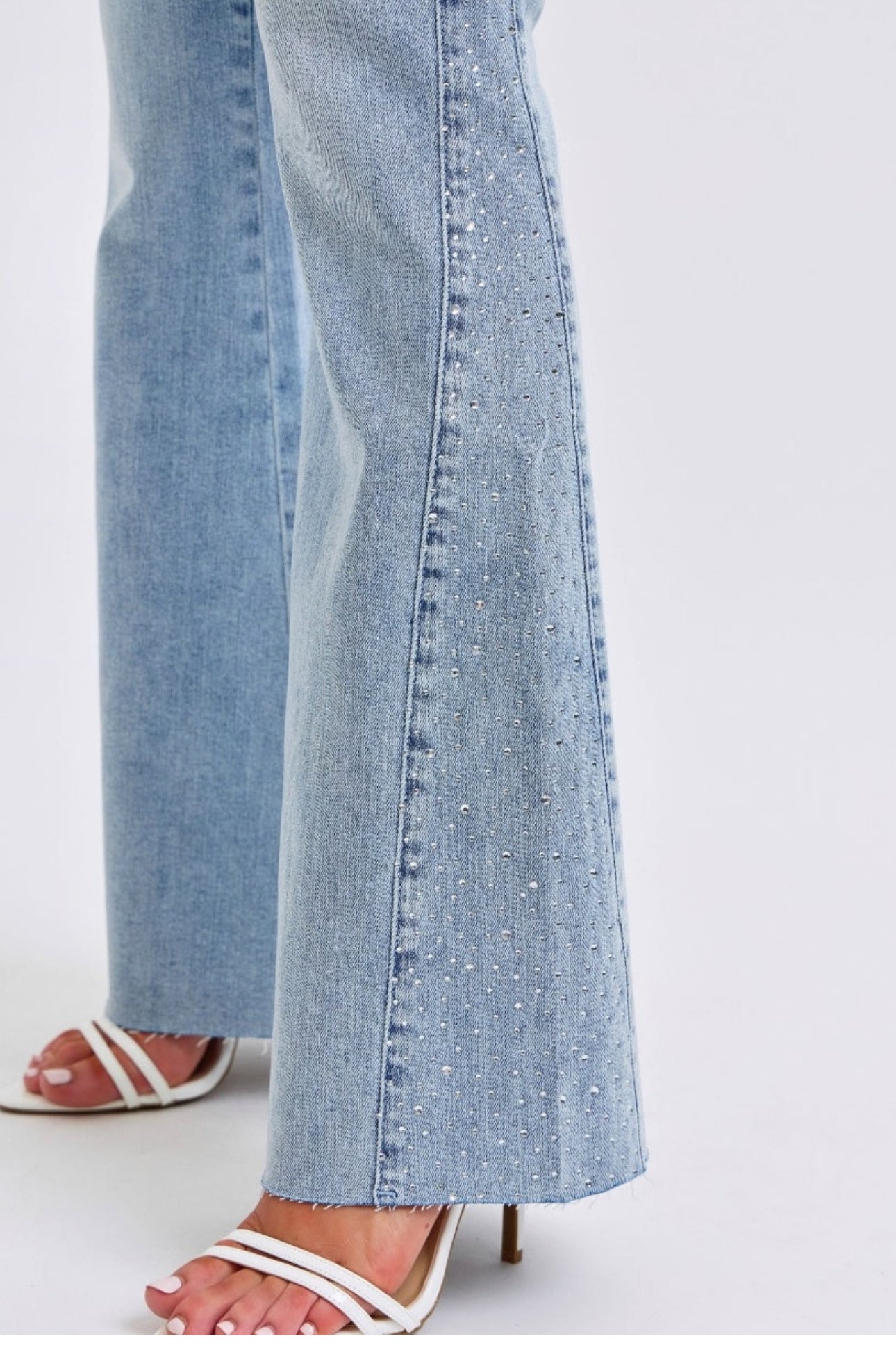 Judy Blue Mid Rise Rhinestone Flares
