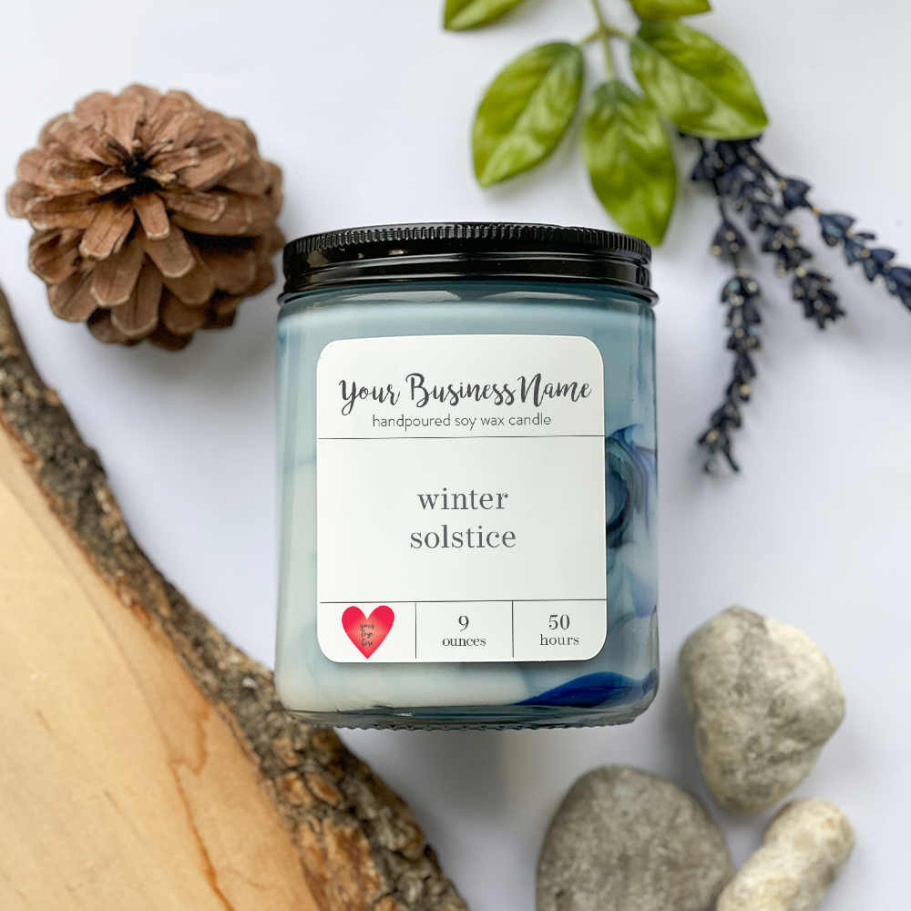 9 oz. Candle Jars - Your Business Name + Logo: Clear Jar / Eucalyptus Mint