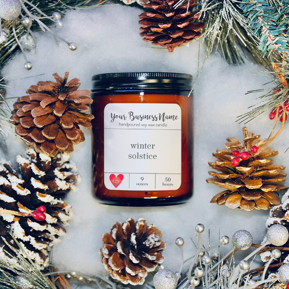 9 oz. Candle Jars - Your Business Name + Logo: Clear Jar / Eucalyptus Mint