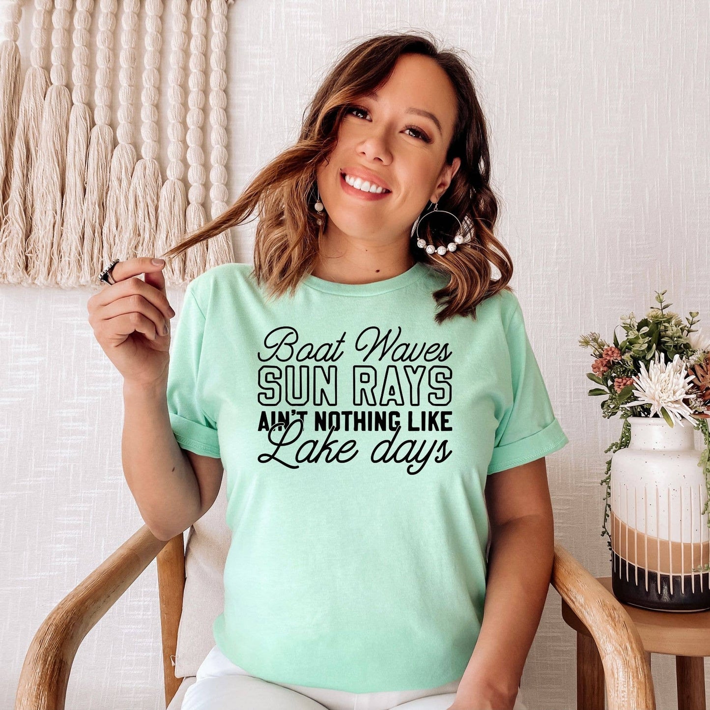Lake Days Mint Tee Black Ink: S-2X