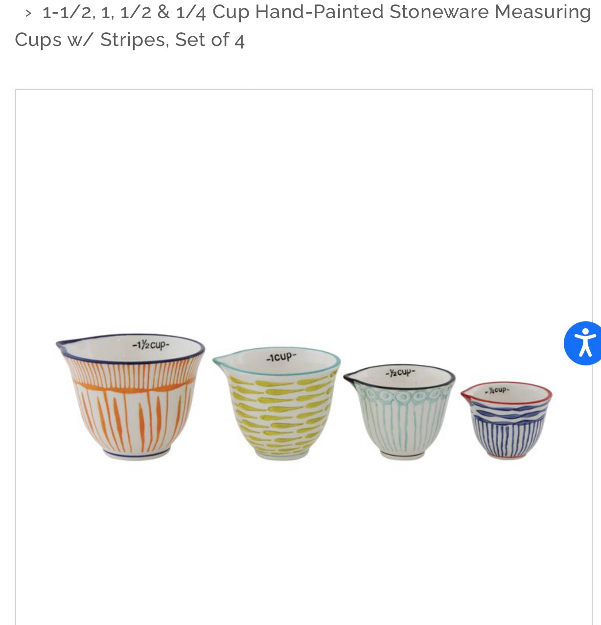Hand Painted Stoneware Measuring Cups