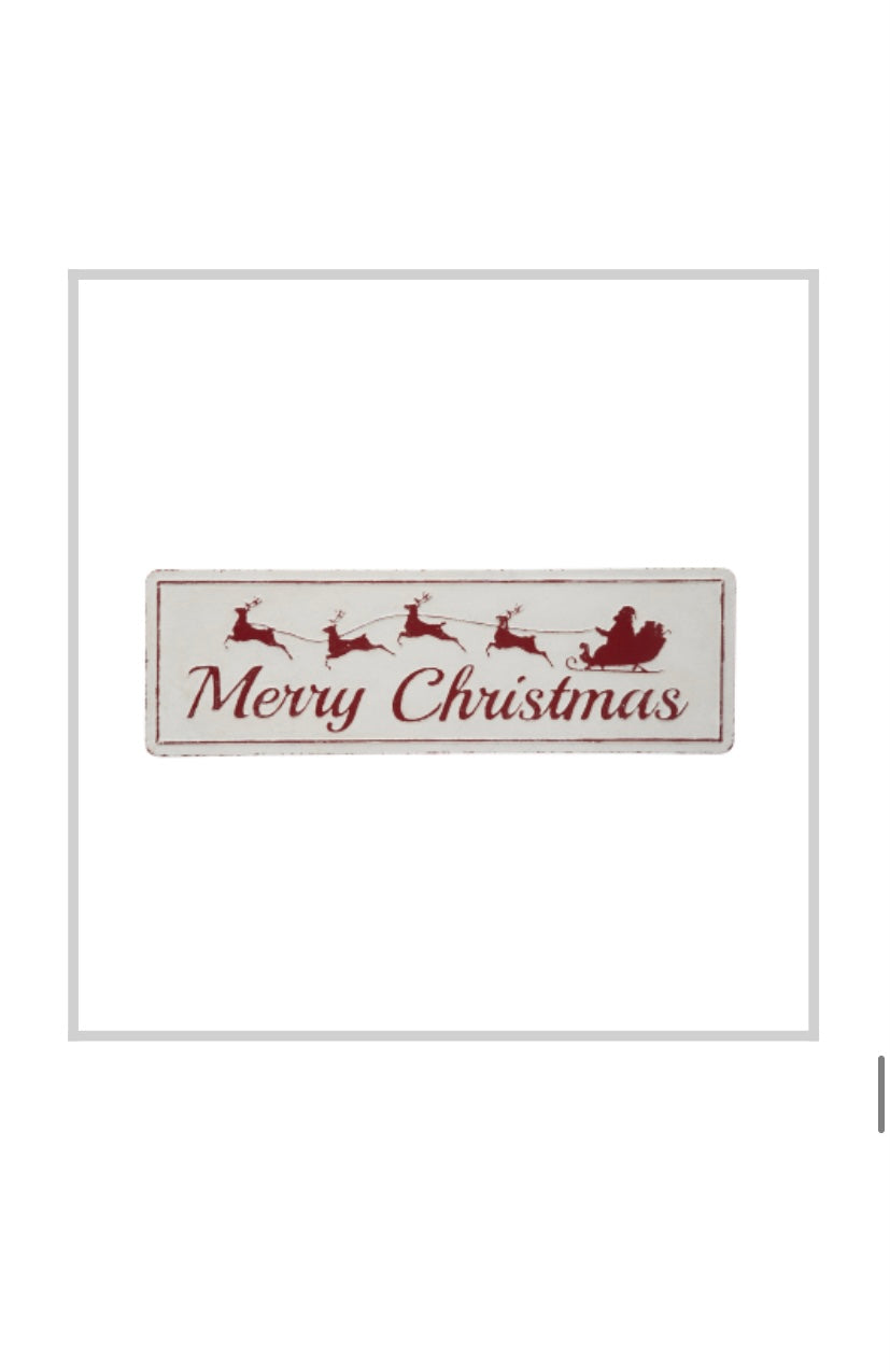 Distressed Merry Christmas Metal Sign
