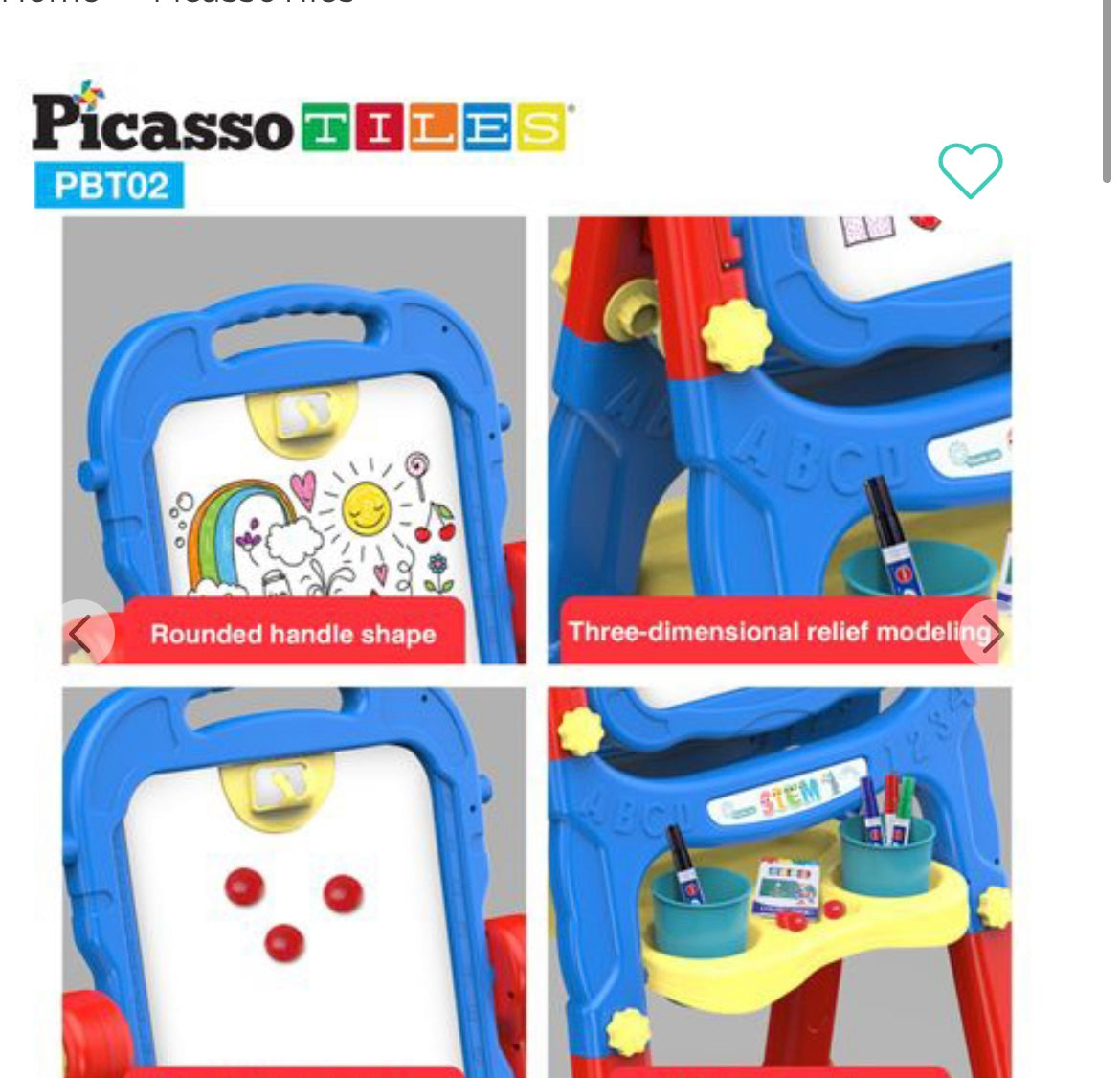 Picasso Tiles All-in-one Kids Art Easel Drawing Board, Chalkboard & Whiteboard With Art Accessories