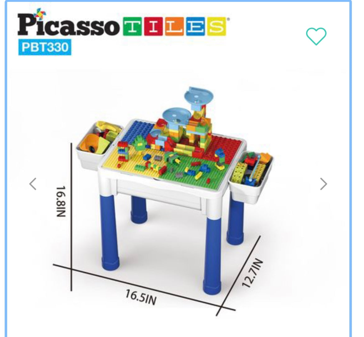 PicassoTiles Building Blocks Activity Center Study Table Set
