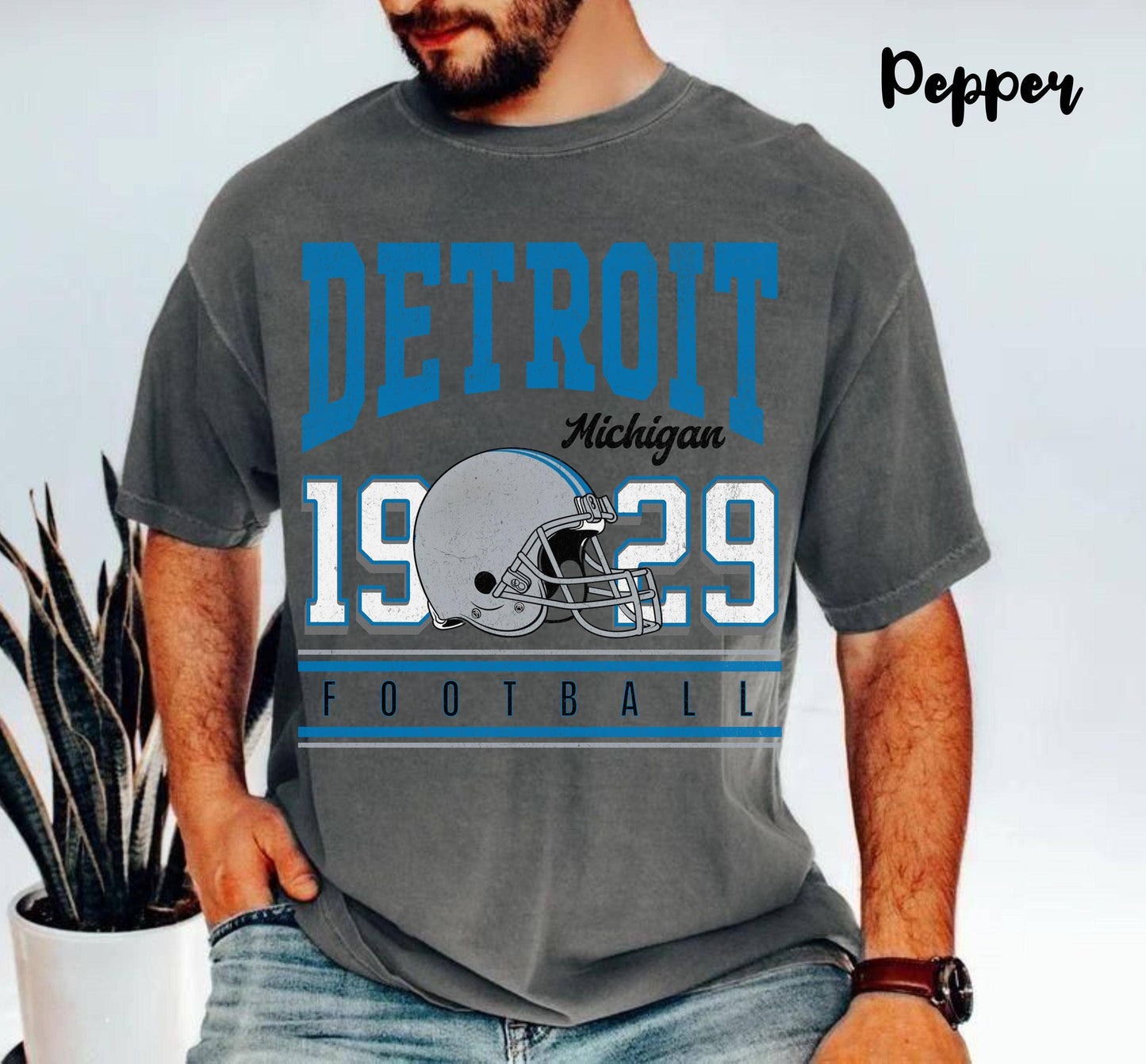 Vintage Detroit Football Shirt Retro Lions Tee Michigan Gift: T-shirt / Black