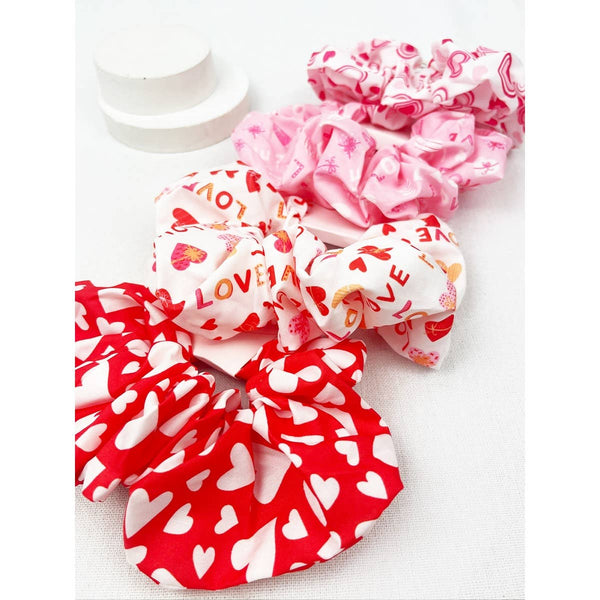 Mix Heart Pattern Jumbo Size Hair Scrunchies: MIX COLOR / ONE(12)