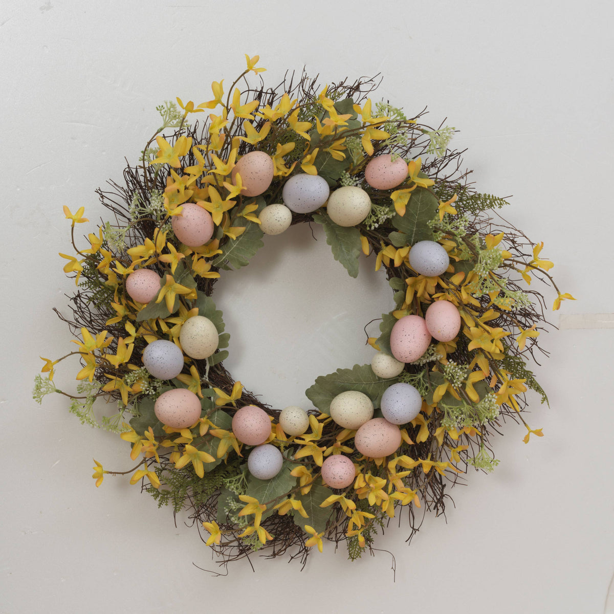 22"D Forsythia Wreath w/ Easter Eggs