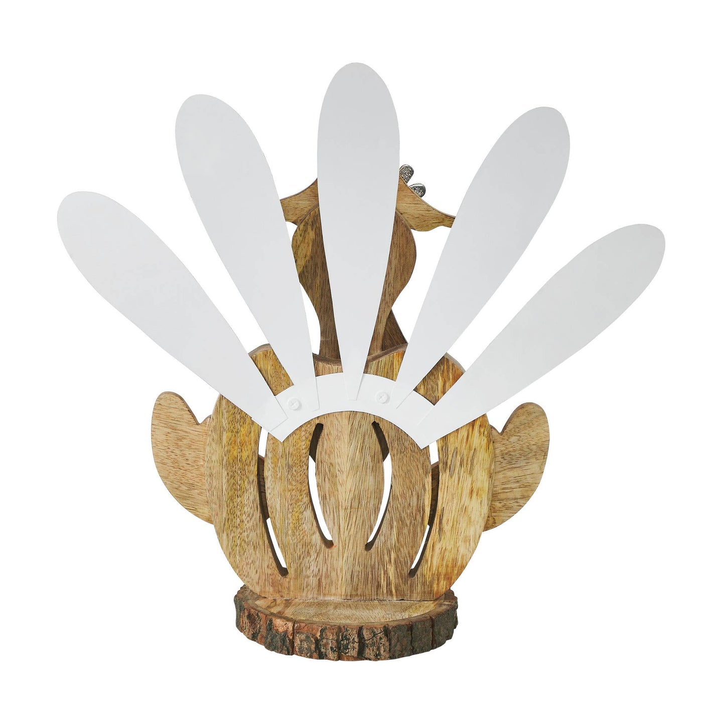 Whimsical Rustic Wooden Turkey Figurine - Fall Thanksgiving Tabletop Home Decor