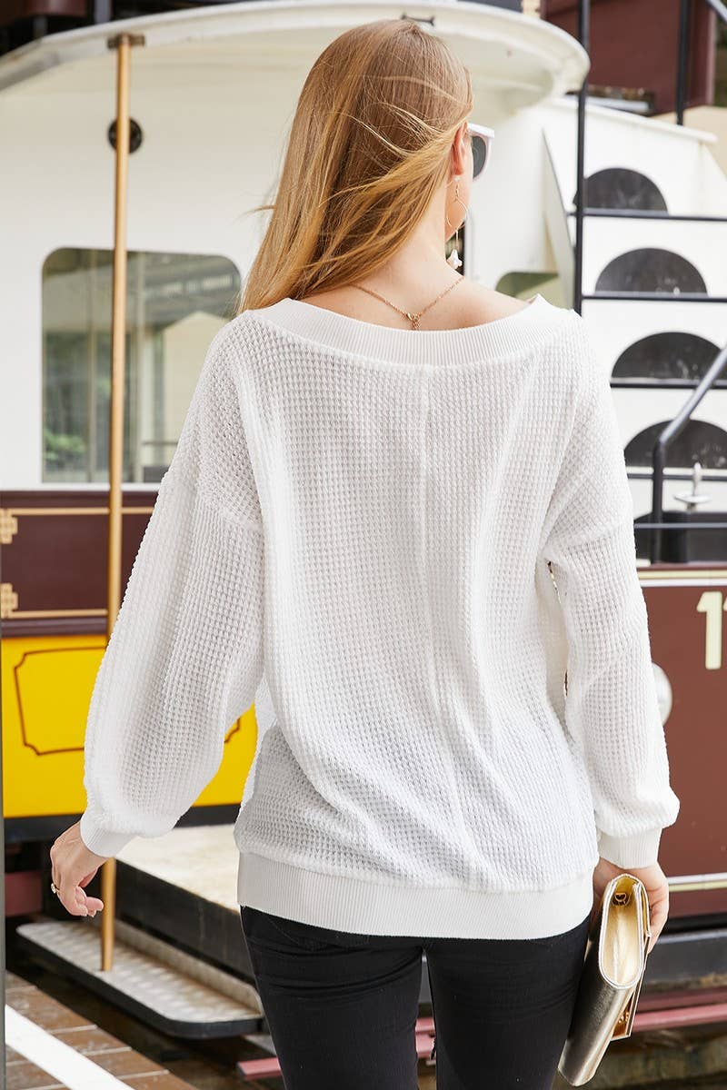 PURE V NECK LONG SLEEVED SHIRT_CWTSTL707: MAUVE