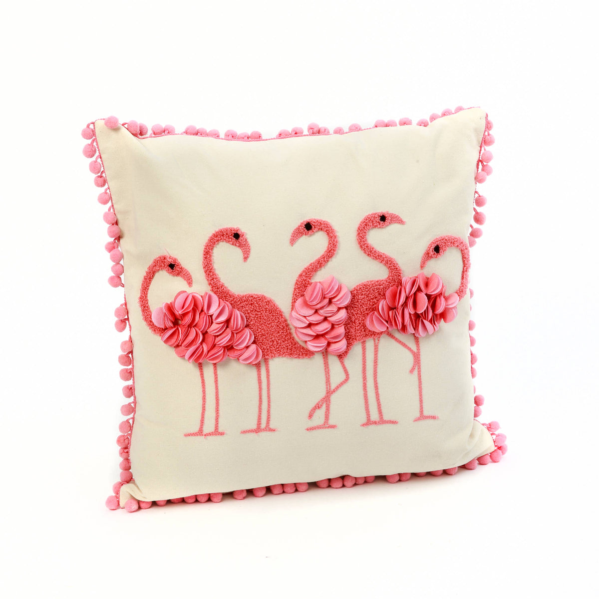 16"L Fabric Flamingo Design Pillow