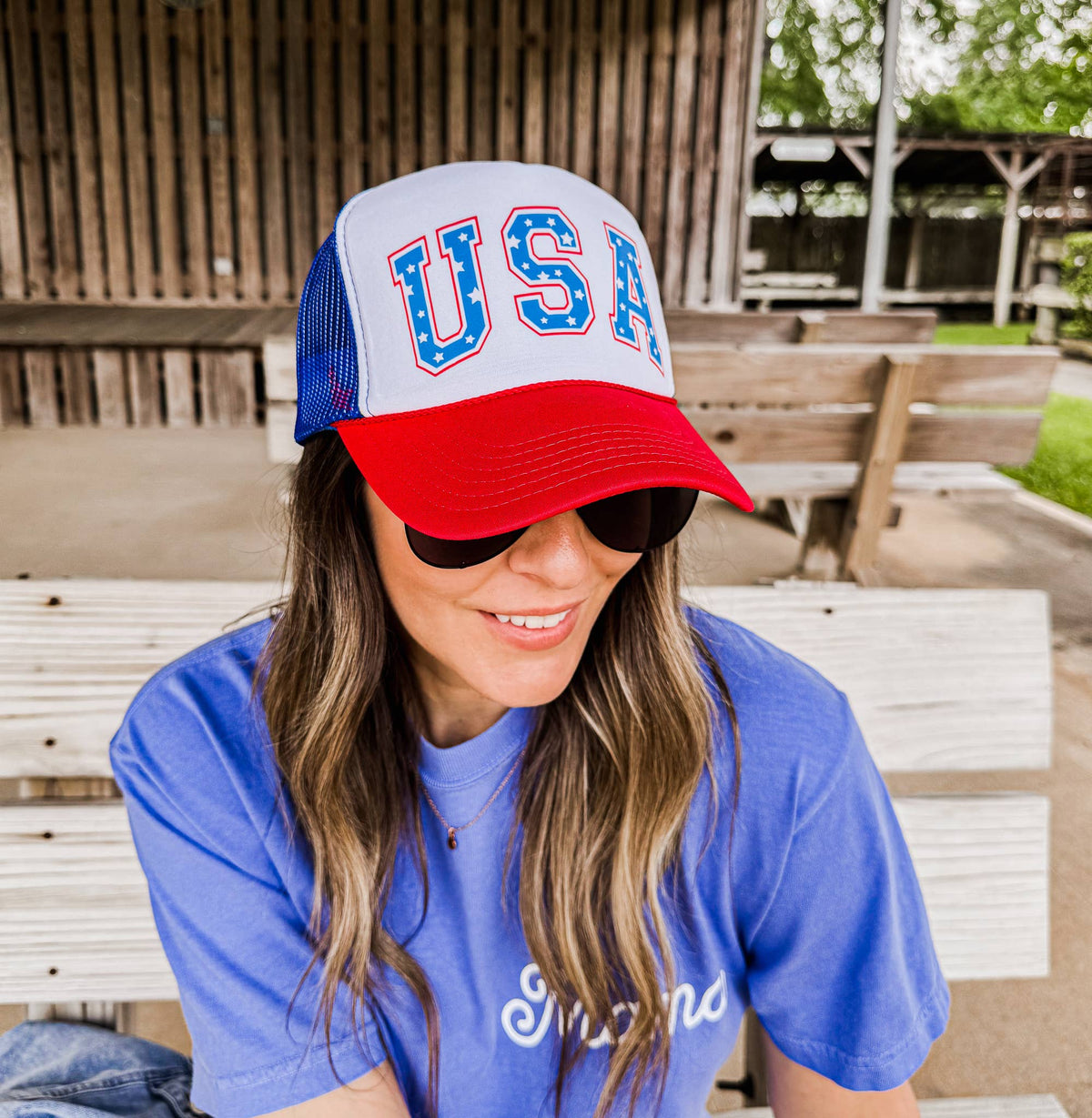 USA Stars 1776 Trucker Hat  Red/Blue