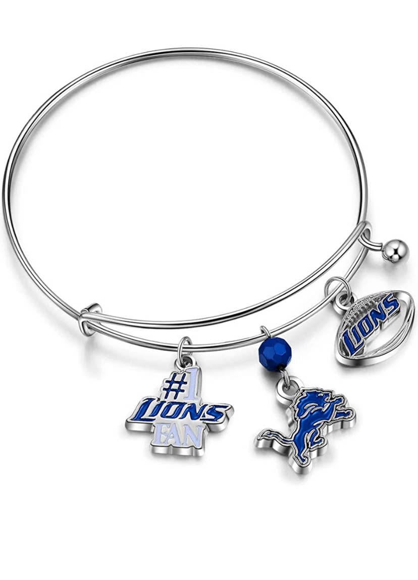 NFL Detroit Lions Three Charm Logo Bracelet