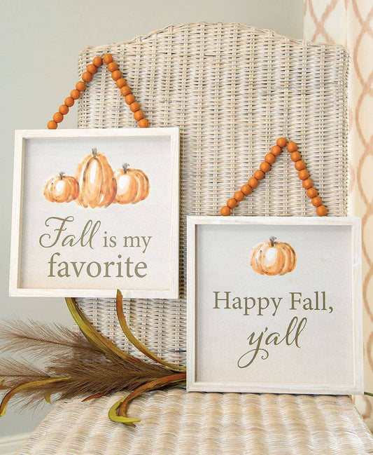 Happy Fall Y'all Beaded Sign, 2 Assorted