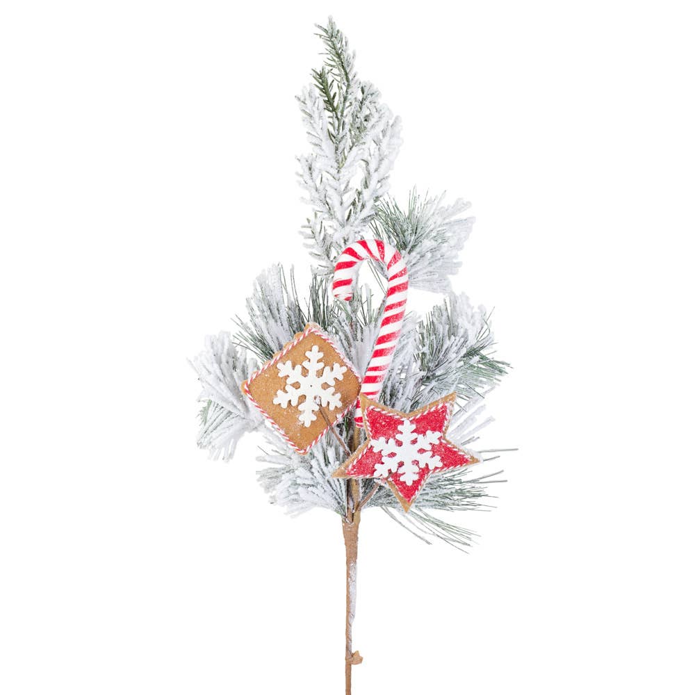 23” Gingerbread Cookies and Candy Cane Holliday Pine Spray
