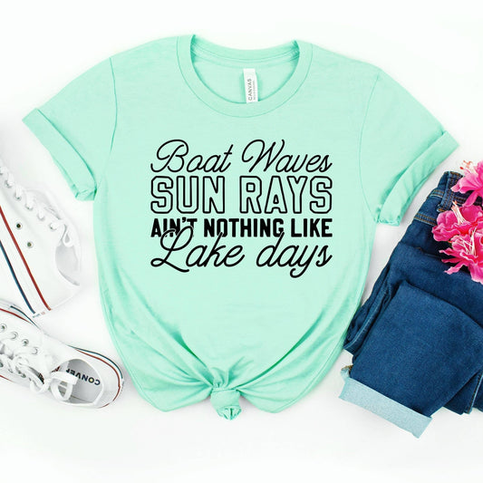Lake Days Mint Tee Black Ink: S-2X